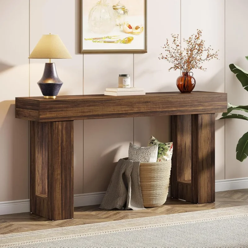 Modern Farmhouse 63-Inch Console Table with Rectangular Top for Entryway and Living Room - Image 8