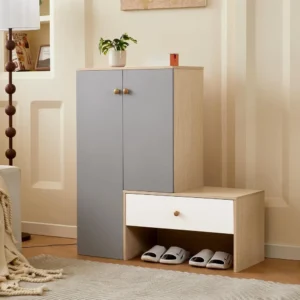 Modern Engineered Wood Entryway Shoe Storage Cabinet with Adjustable Shelves for Hallway