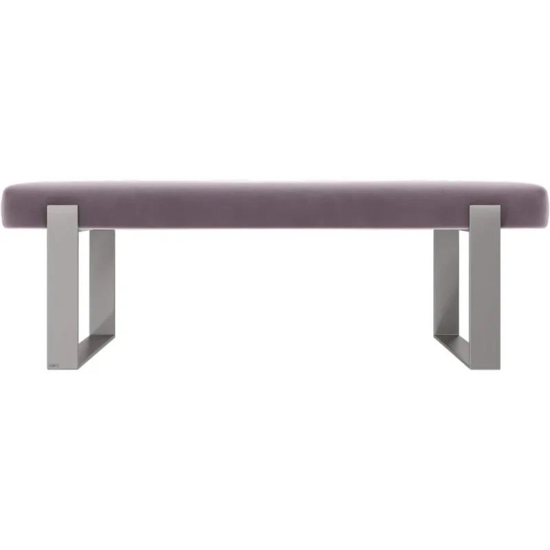 Modern Velvet Entryway Bench with Brushed Nickel Frame for Bedroom and Hallway - Image 3