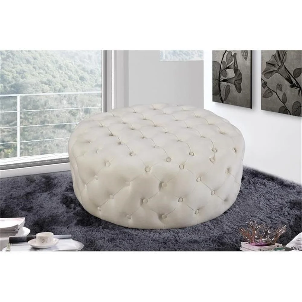 Stylish modern velvet ottoman with tufted design for compact entryways
