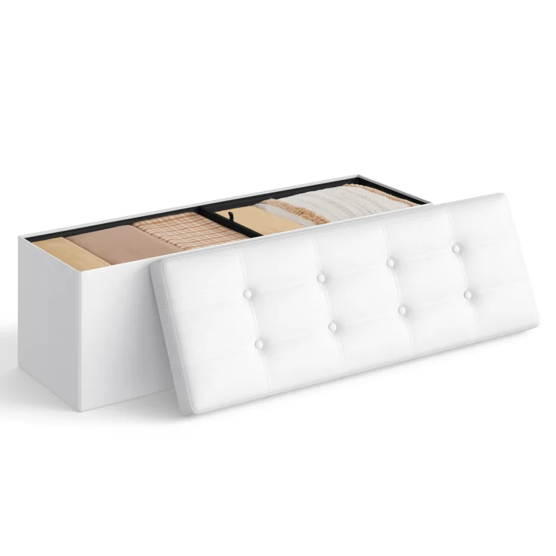 Modern Foldable Storage Ottoman Bench with Padded Seat for Living Room - Image 7