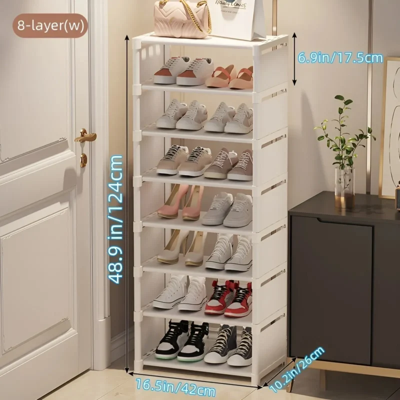 Modern Metal 6/8-Layer Shoe Rack Organizer with Fabric Shelves for Entryway and Living Room - Image 8