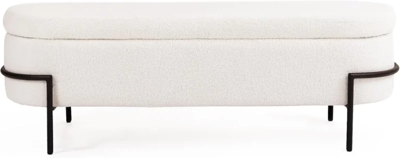 Modern Upholstered Storage Ottoman Bench with Metal Frame for Living Room - Image 8