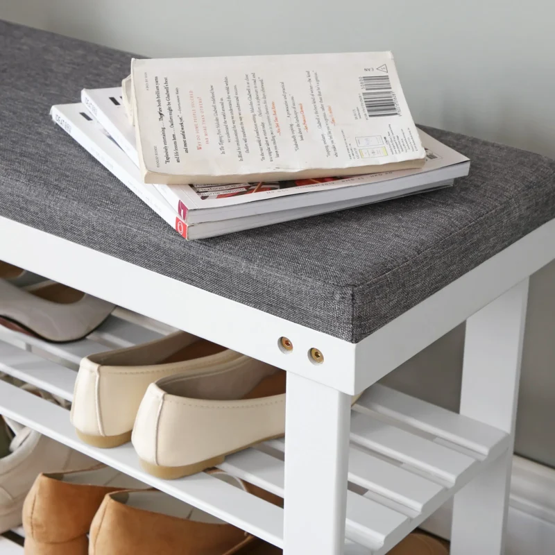 Modern Bamboo Entryway Bench with 3-Tier Shoe Storage for Living Room and Hallway - Image 5