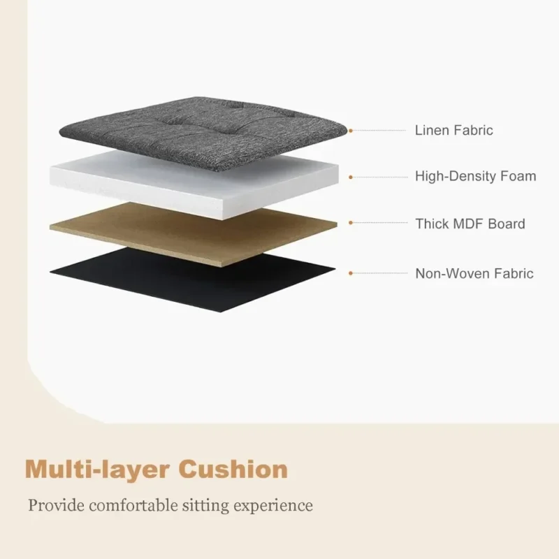 Modern Grey Fabric Storage Ottoman Bench with Large Capacity Hidden Storage for Living Room - Image 5