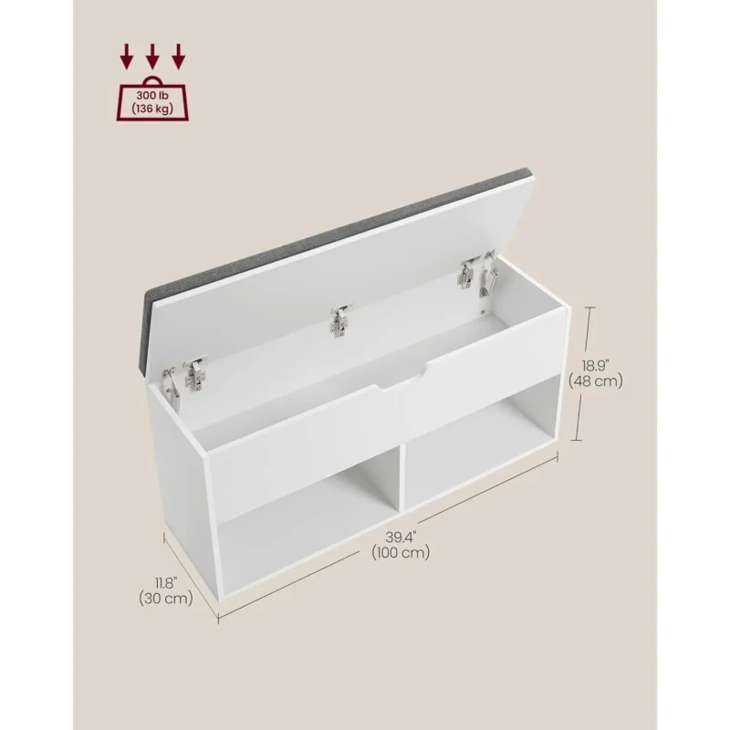Modern Storage Entryway Bench with Hidden Compartment and Shoe Shelf for Hallway - Image 3