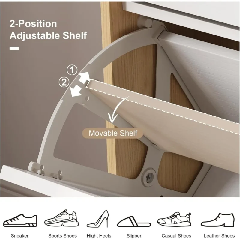Modern Wooden Entryway Shoe Cabinet with 5 Drawers and Metal Legs for Home Organization - Image 5