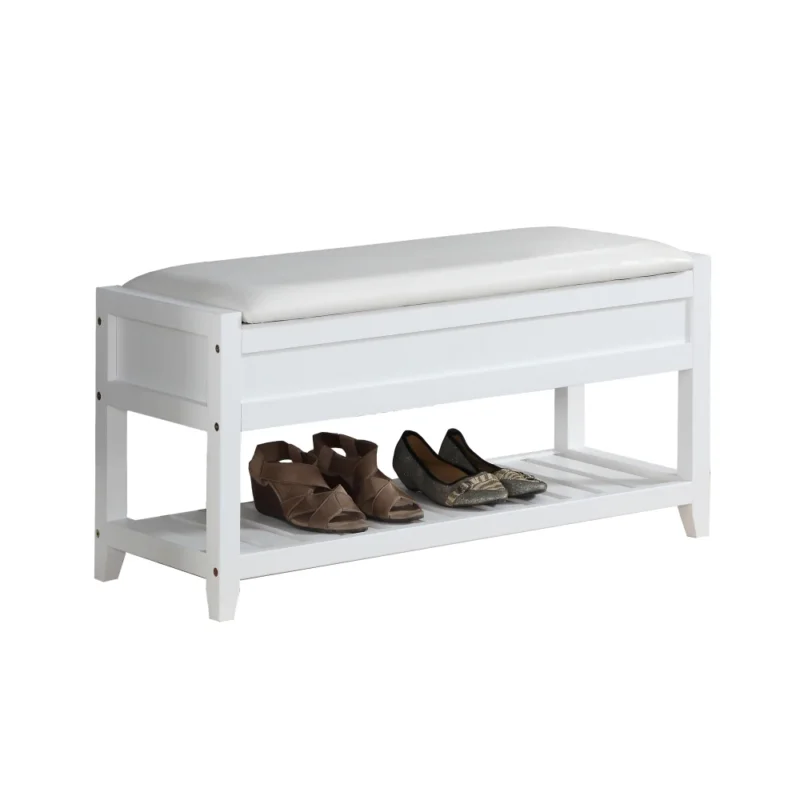 Modern Wooden Entryway Bench with Shoe Storage and Cushioned Seating - Image 6