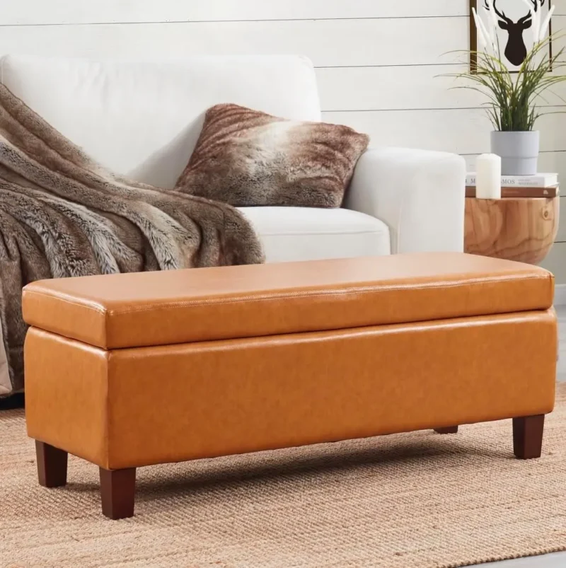 Modern Linen Storage Ottoman Bench with Hinged Lid for Entryway and Bedroom - Image 10