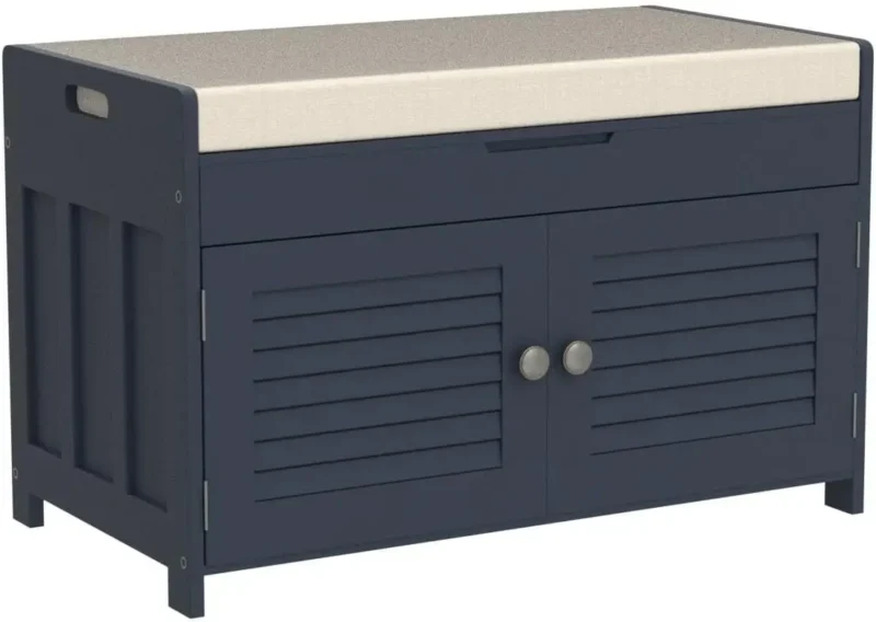 Modern Upholstered Entryway Shoe Bench with Lift Top Storage and Adjustable Shelves - Image 5
