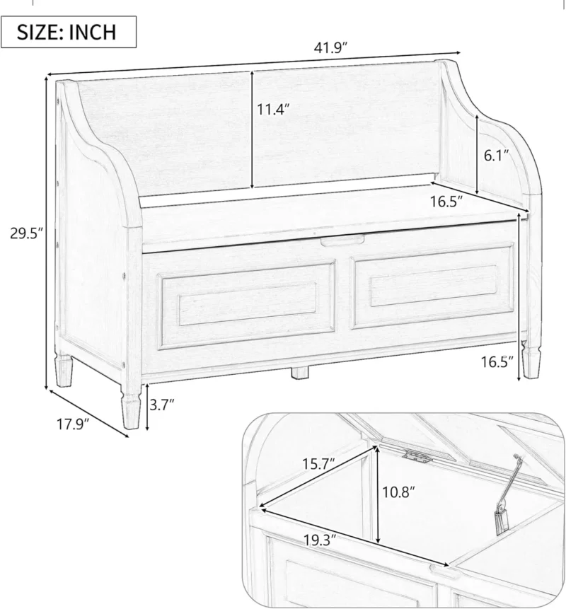 Modern Solid Pine Entryway Bench with Hidden Shoe Storage Cabinet - Image 2