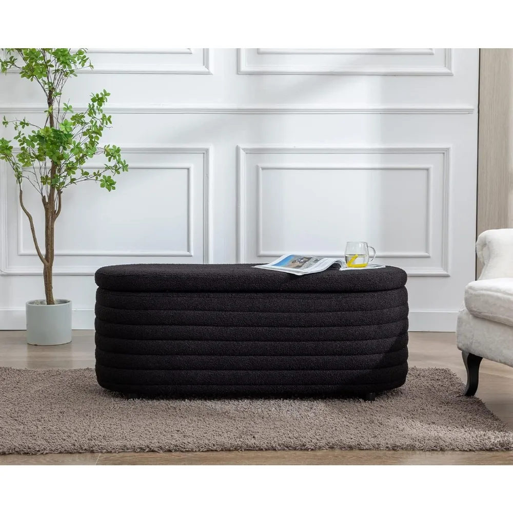 Modern upholstered storage bench with hidden compartment ideal for small apartment living rooms