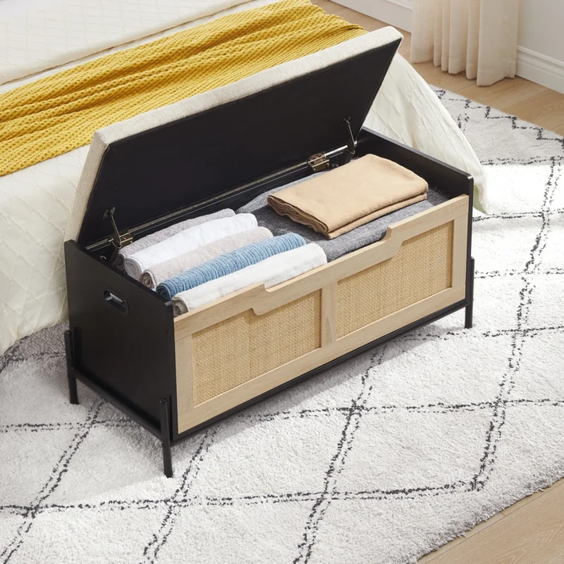 Modern Storage Bench with Hidden Compartment for Entryway and Living Room - Image 2
