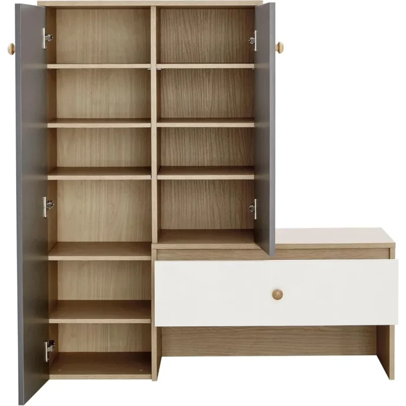 Modern Engineered Wood Entryway Shoe Storage Cabinet with Adjustable Shelves for Hallway - Image 3
