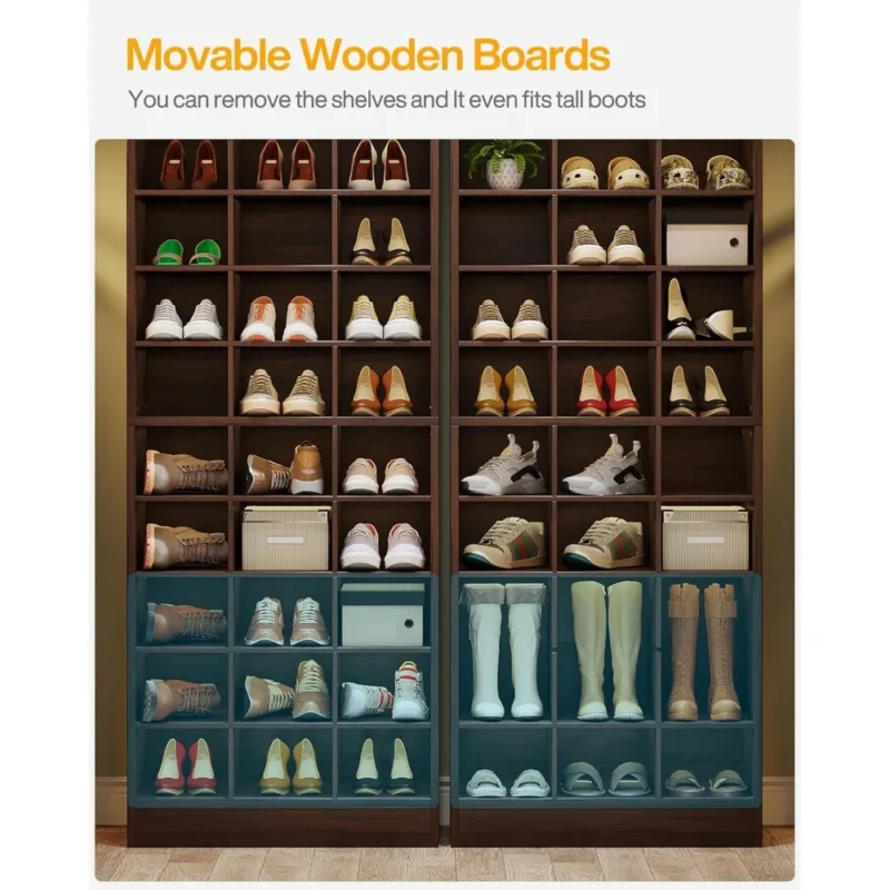 Modern Espresso 10-Tier Shoe Cabinet with 30 Cubbies for Entryway and Closet - Image 5