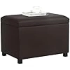 Classic Brown Leather Storage Ottoman Bench with Hidden Storage for Living Room and Entryway