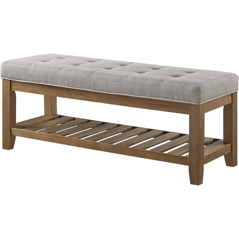 Modern Upholstered Entryway Bench with Storage Shelf for Living Room and Hallway - Image 5