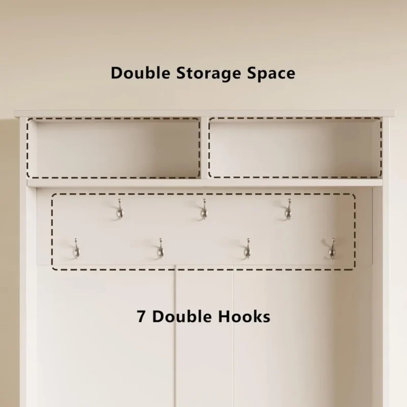 Modern Wood Hall Tree with Storage Bench and Coat Rack for Entryway - Image 3