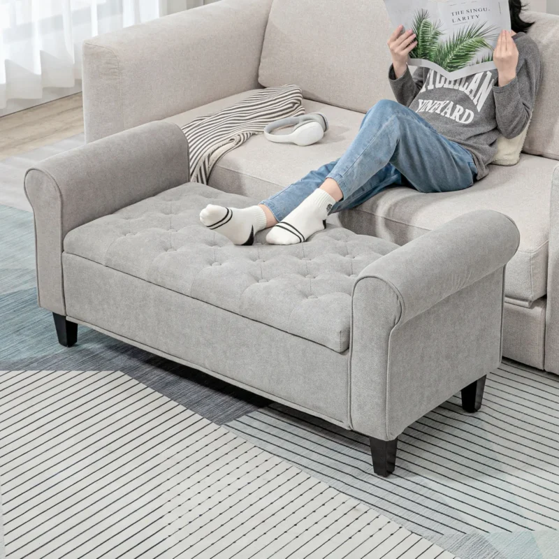 Modern Velvet Storage Ottoman Bench with Button Tufting for Bedroom and Living Room - Image 3
