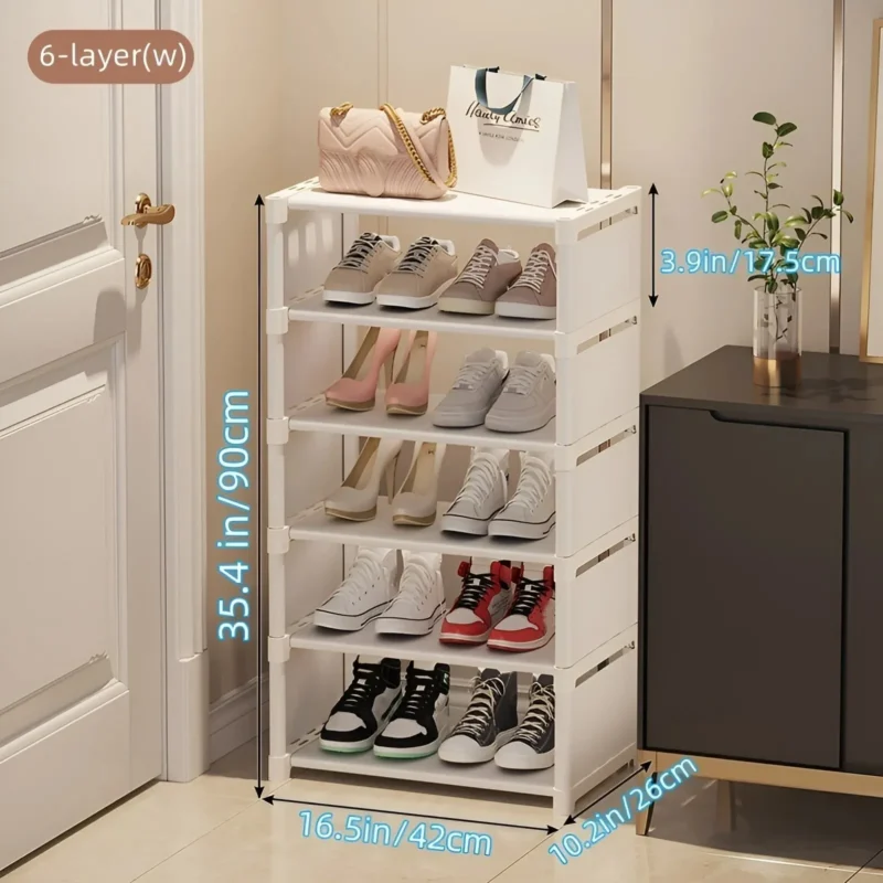Modern Metal 6/8-Layer Shoe Rack Organizer with Fabric Shelves for Entryway and Living Room - Image 10