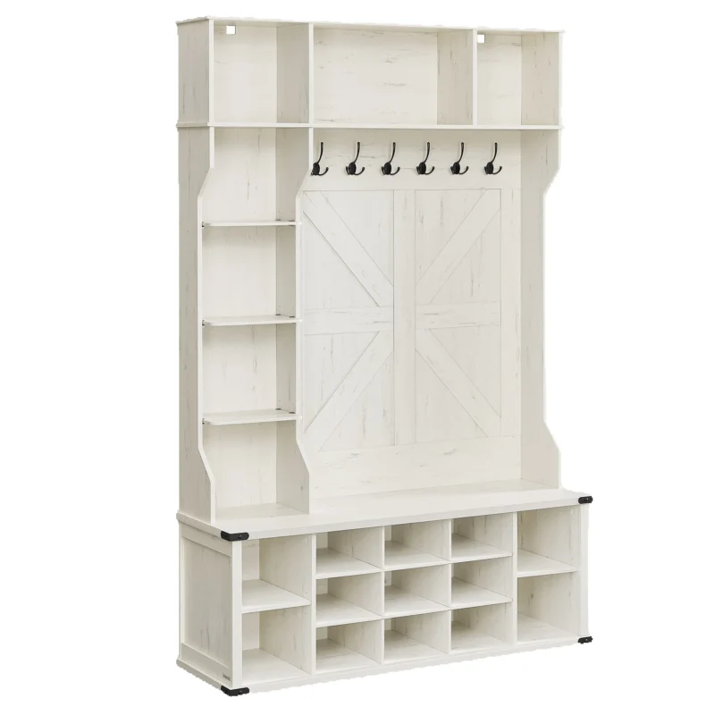 Industrial Hall Tree with Storage Bench and Coat Hooks for Entryway Organization - Image 7