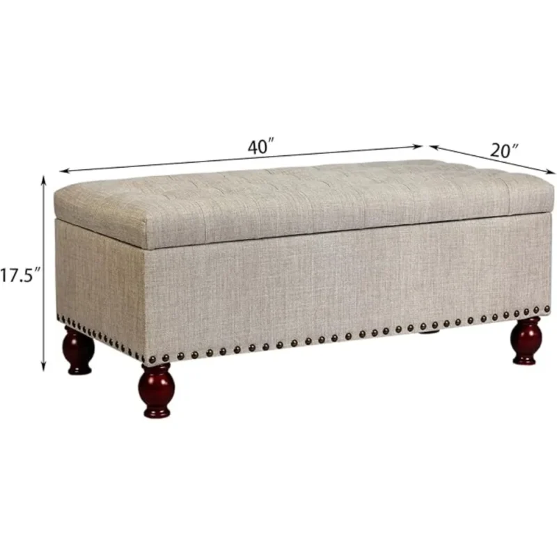Contemporary Linen Storage Ottoman Bench with Hinged Lid for Bedroom and Living Room - Image 2