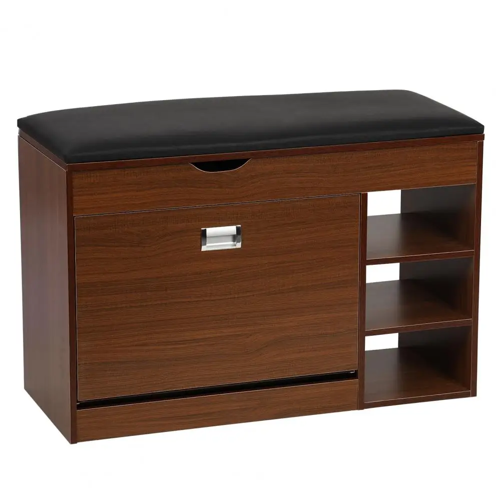 Stylish wooden entryway bench with drawer storage maximizing functionality in limited space