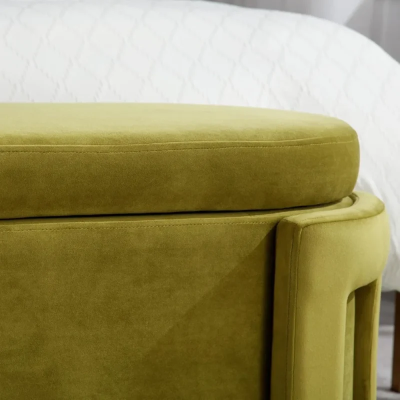 Modern Velvet Storage Ottoman Bench with Safety Hinge for Entryway and Bedroom - Image 6