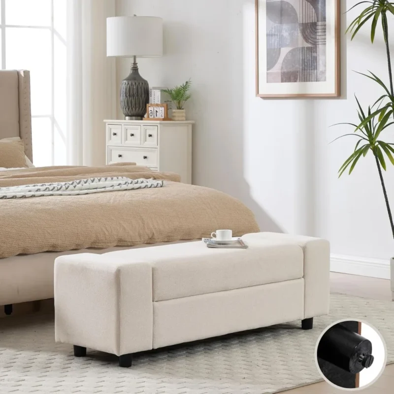 Modern Linen Storage Ottoman Bench with Large Capacity for Bedroom and Entryway - Image 6