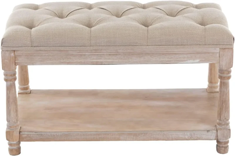 Modern Tufted Entryway Storage Bench with Shoe Rack for Hallway and Bedroom - Image 6