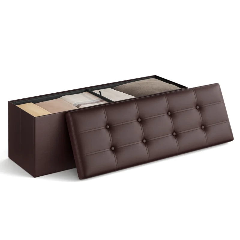 Modern Foldable Storage Ottoman Bench with Padded Seat for Living Room - Image 8