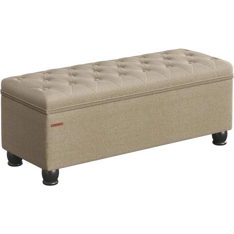 Elegant tufted storage ottoman that converts from seating to storage solution