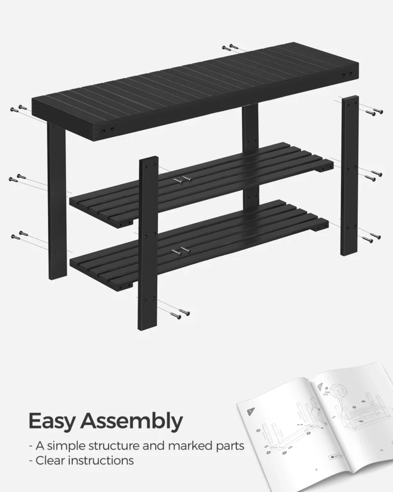 Modern Bamboo 3-Tier Entryway Bench with Shoe Storage for Hallway and Mudroom - Image 5
