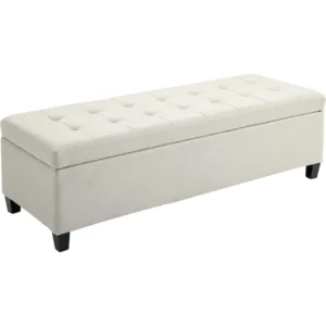 Modern Linen Storage Ottoman Bench with Tufted Lift-Top for Living Room & Entryway
