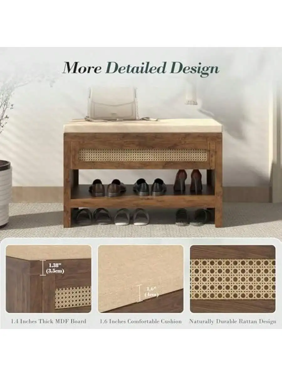 Versatile freestanding bench with storage drawer and cushion for mudroom seating