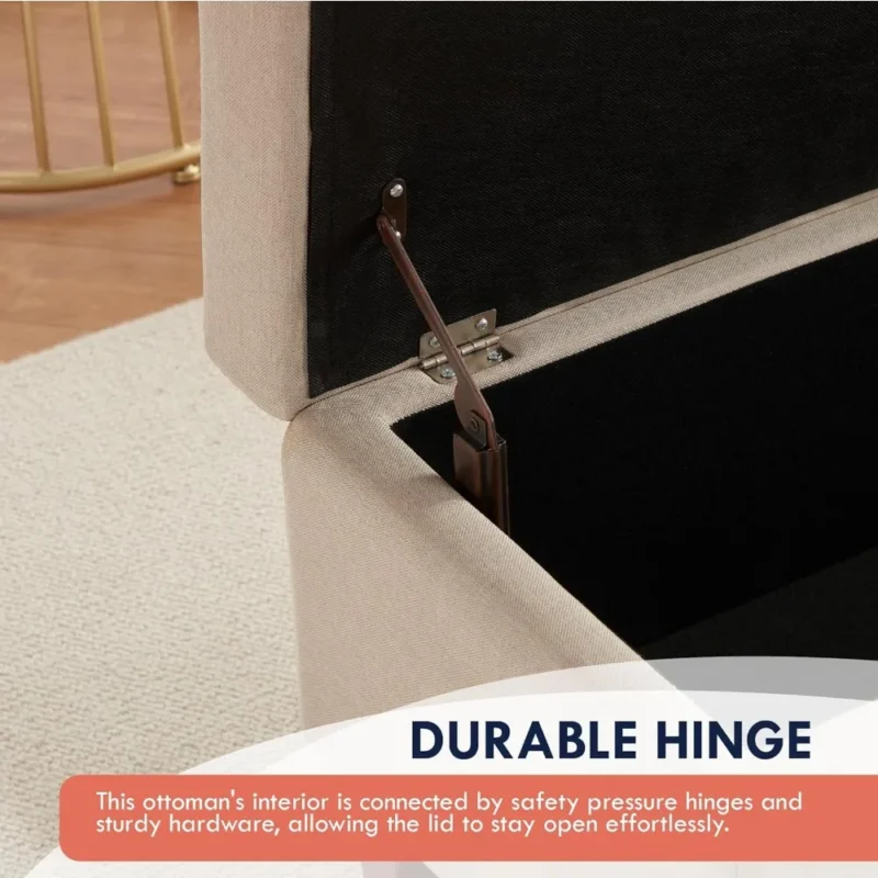 Modern Linen Storage Ottoman Bench with Hinged Lid for Entryway and Bedroom - Image 5