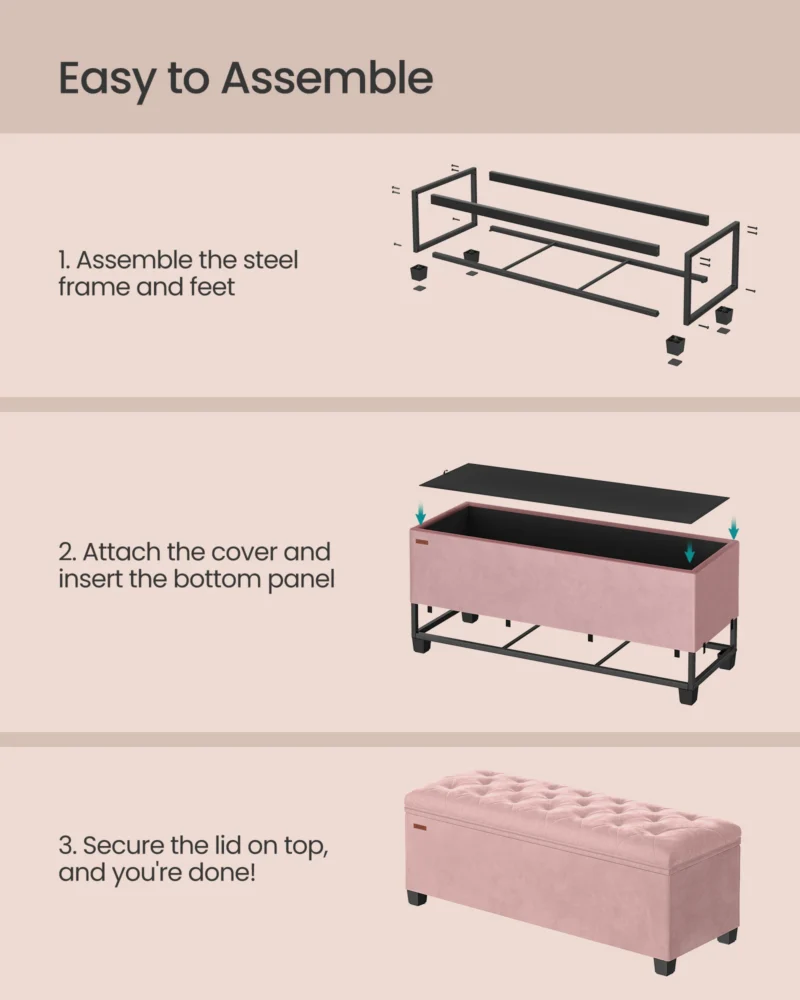 Modern Velvet Storage Ottoman Bench with Wooden Legs for Entryway and Bedroom - Image 5