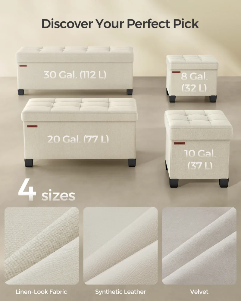 Modern Wooden Storage Ottoman Bench with Padded Seat for Bedroom and Living Room - Image 6