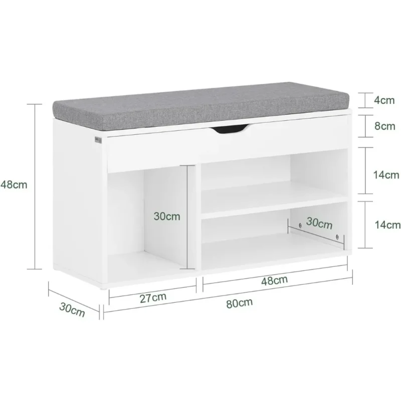 Modern Grey Entryway Bench with Shoe Storage and Padded Cushion for Hallway - Image 3