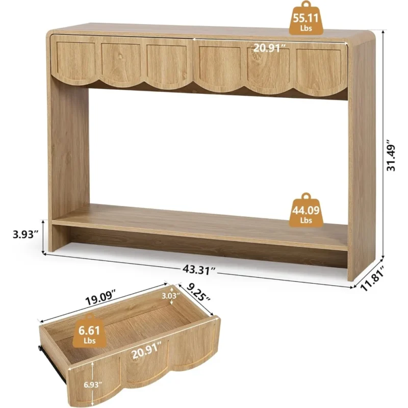 Mid-Century Modern Console Table with Storage Drawers for Entryway and Living Room - Image 2