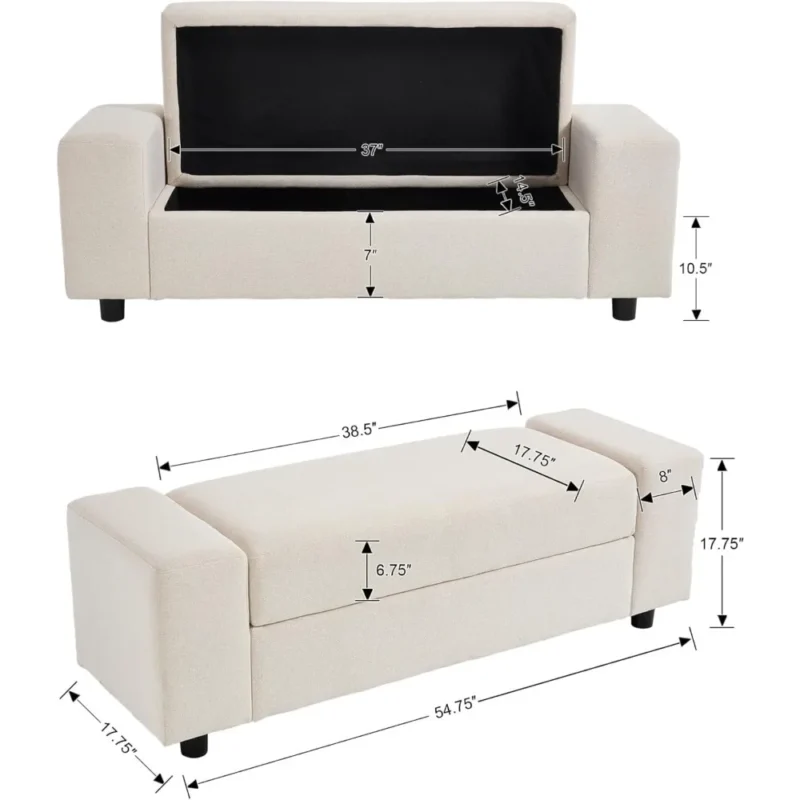 Modern Linen Storage Ottoman Bench with Large Capacity for Bedroom and Entryway - Image 2
