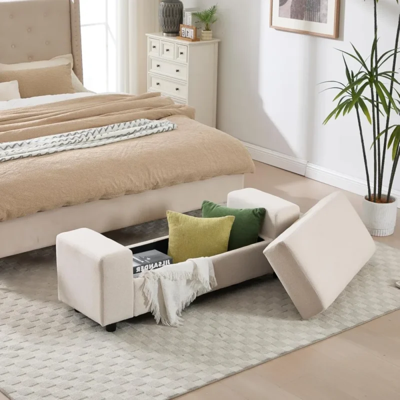 Modern Linen Storage Ottoman Bench with Large Capacity for Bedroom and Entryway - Image 5
