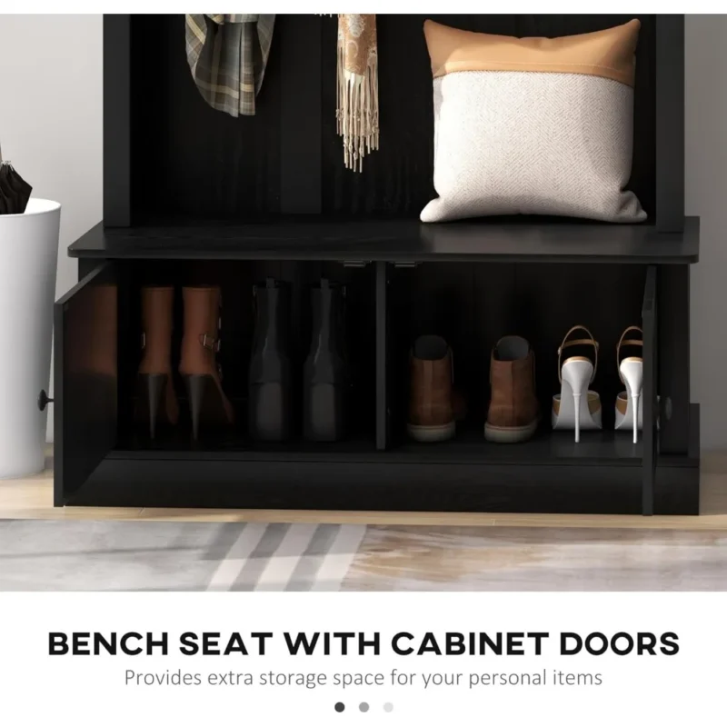 Rustic Wood Hall Tree with Storage Bench and Coat Rack for Entryway - Image 6