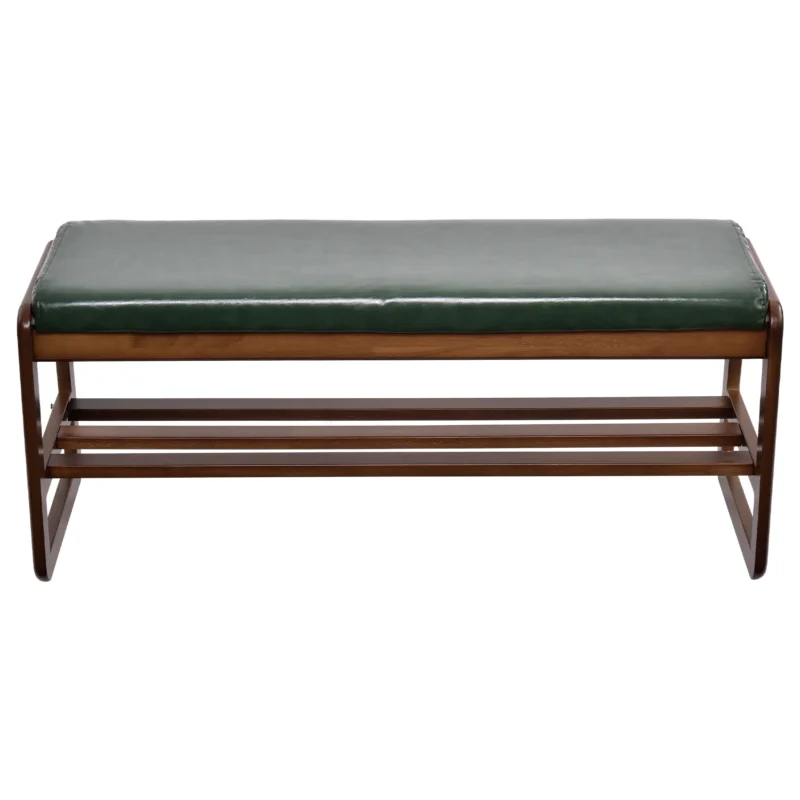 Modern Solid Wood Entryway Bench with Shoe Storage for Living Room and Hallway