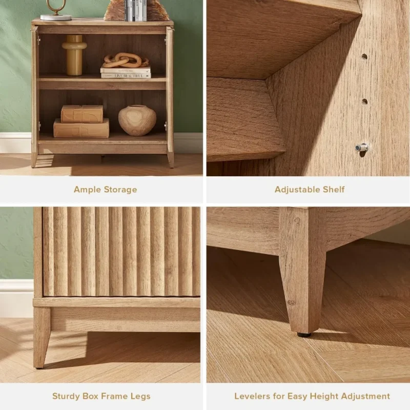 Modern Farmhouse Oak Storage Cabinet with Dual Doors for Entryway and Living Room - Image 4