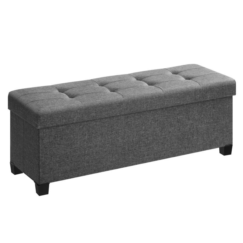 Modern Wooden Storage Ottoman Bench with Padded Seat for Bedroom and Living Room - Image 8