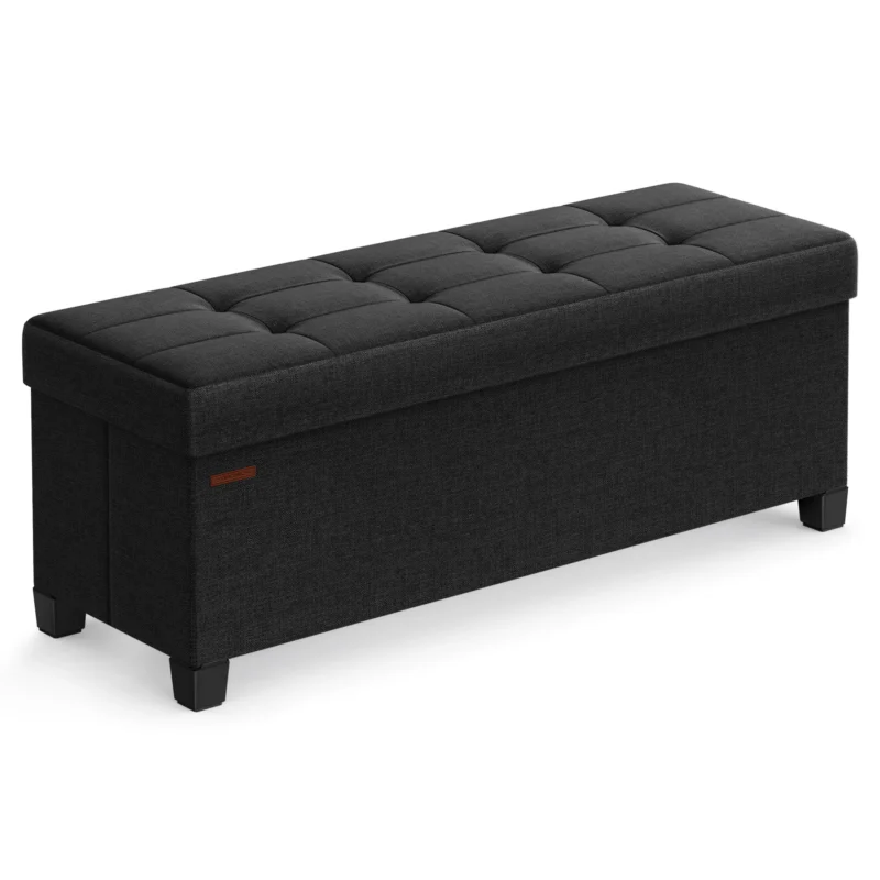 Modern Wooden Storage Ottoman Bench with Padded Seat for Bedroom and Living Room - Image 9
