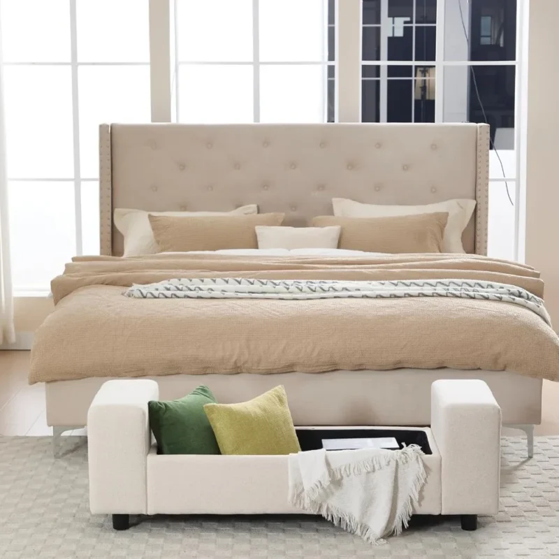 Modern Linen Storage Ottoman Bench with Large Capacity for Bedroom and Entryway - Image 3