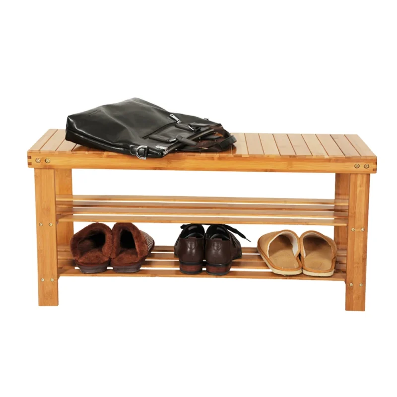 Rustic Wooden 3-Tier Entryway Bench with Shoe Storage for Hallway and Closet - Image 4