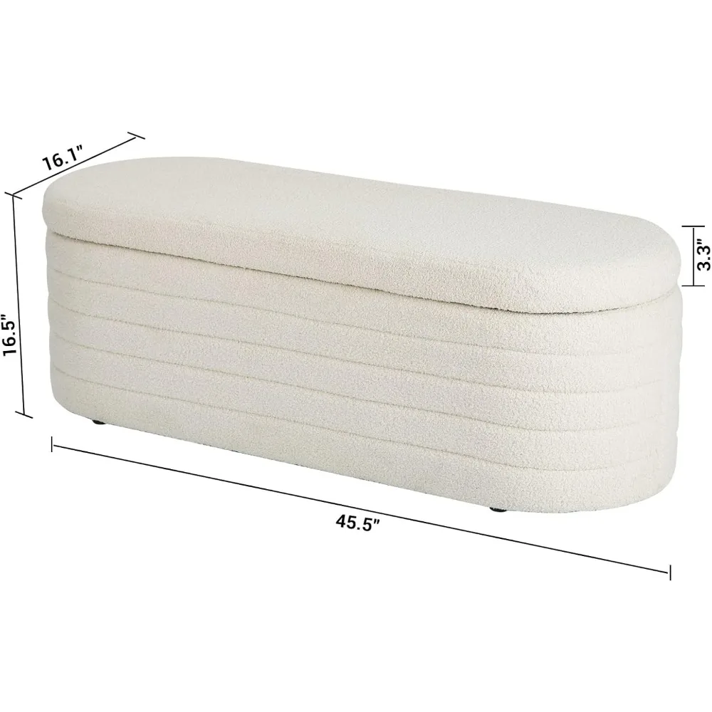 Modern upholstered storage ottoman bench with plush cushioning for hallway seating